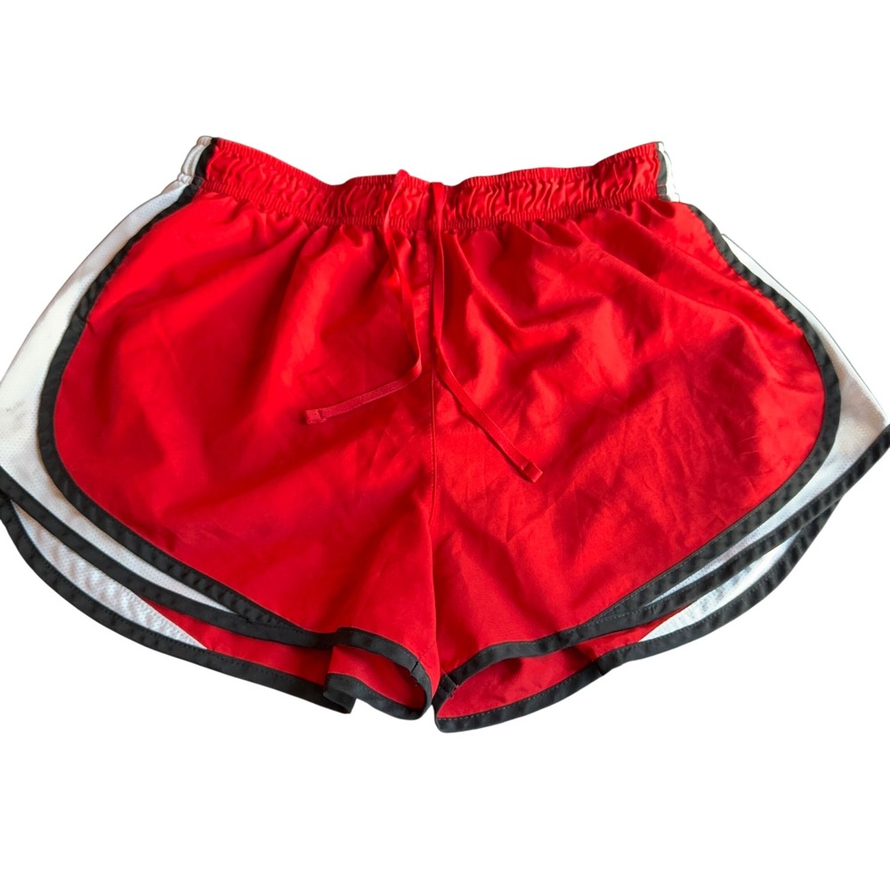 Nike Womens Running Shorts Large Red Dri-FIT Mesh Trim Athletic Sporty Track